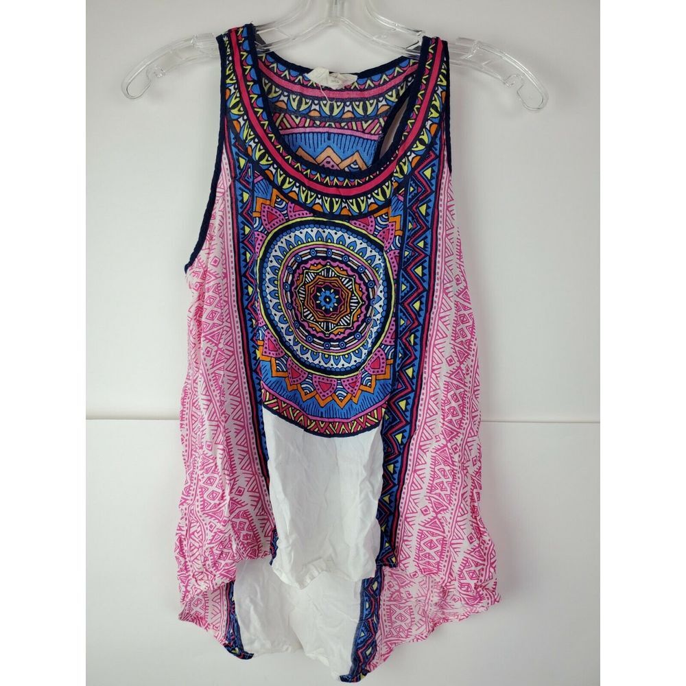 Sweet Wanderer Women's‎ High Low Tunic Tank Top Sleeveless Multi Color M